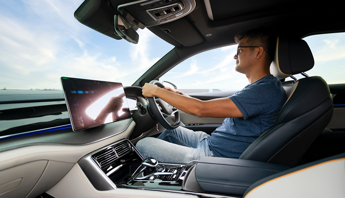 Driver in an electric car